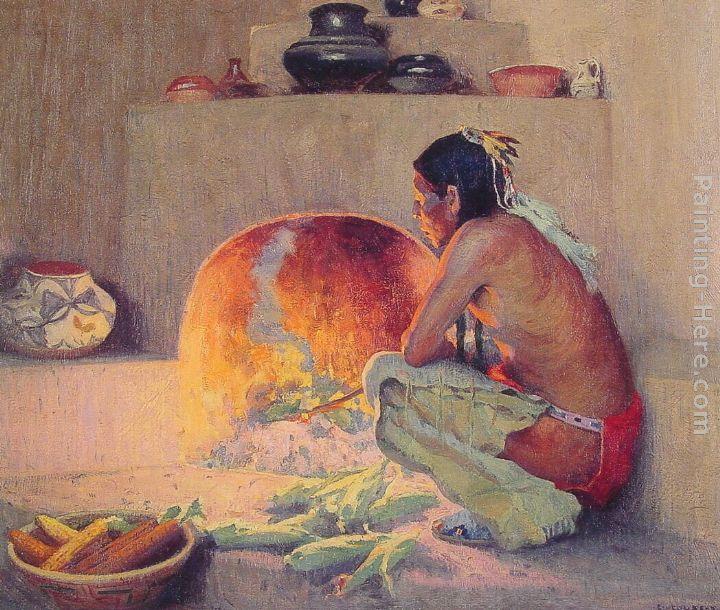 By the Fire painting - Eanger Irving Couse By the Fire art painting